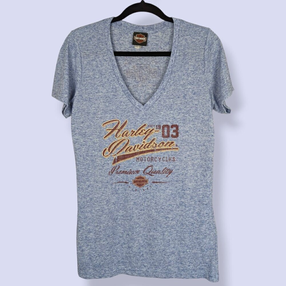 Harley Davidson Blue V-Neck Tee